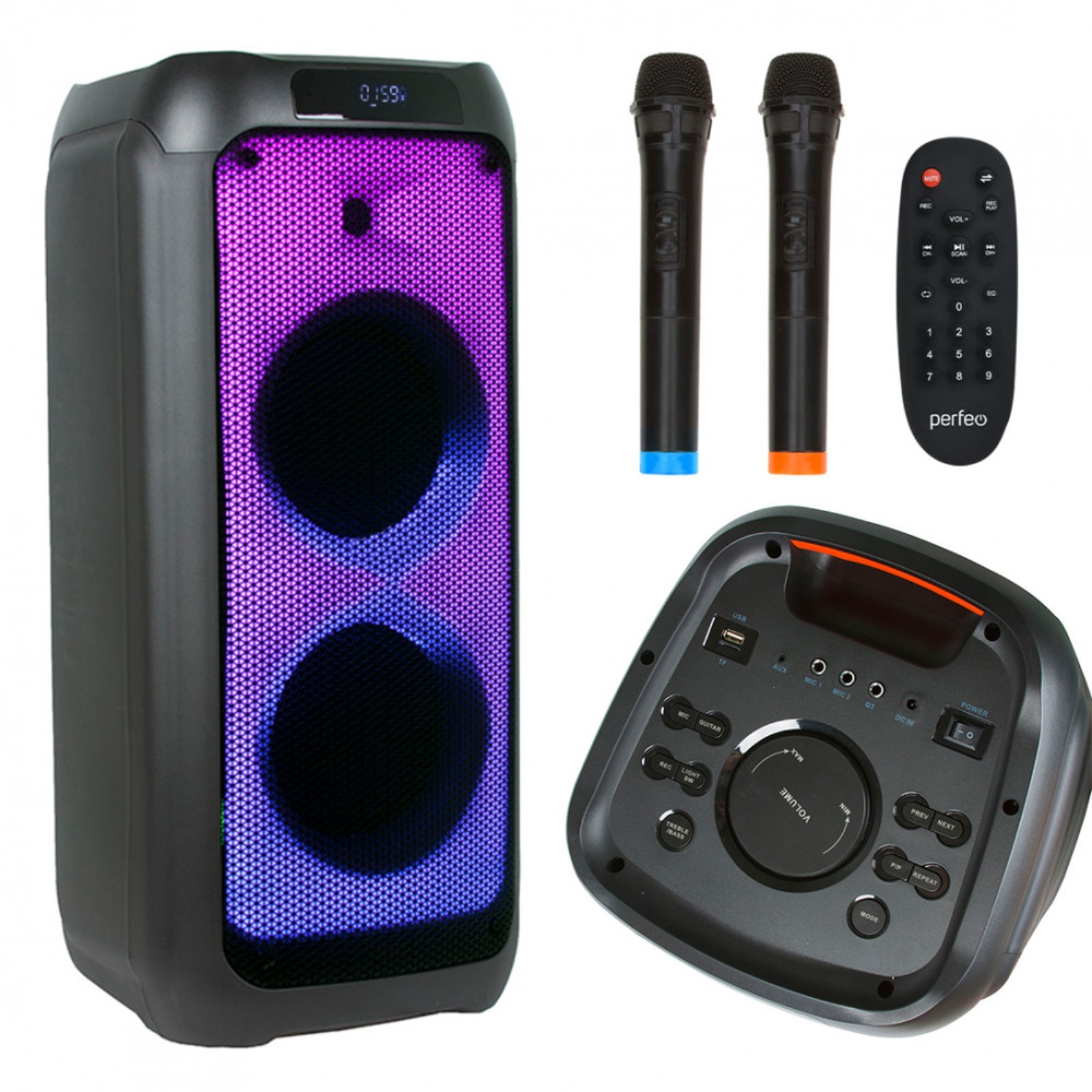 Портативная караоке система Perfeo Power Box 80 Flame II, 80Вт, FM, USB ...