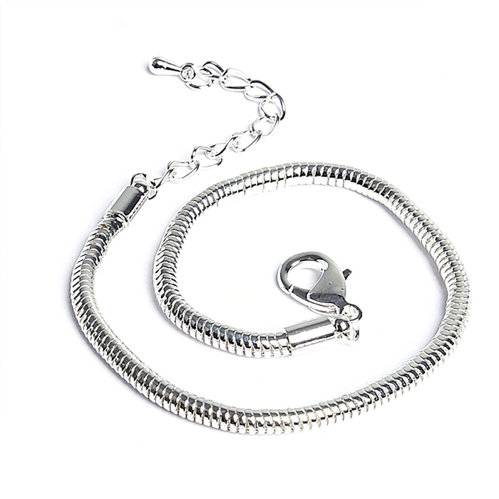 Браслет для шармов «Карабин», основа, цвет серебро, 20 см