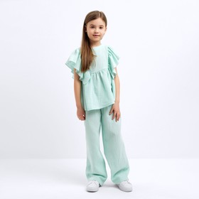 Комплект (блузка и брюки) для девочки MINAKU цвет бирюзовый, рост 116 см