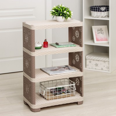 Этажерка напольная «Плетёнка», 4-х секционная, цвет какао