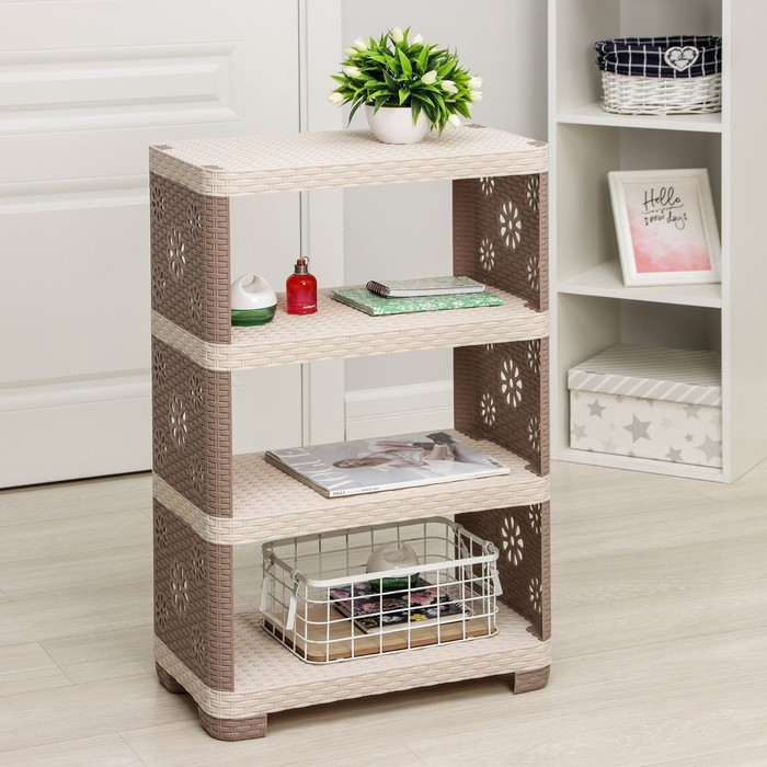 Этажерка напольная «Плетёнка», 4-х секционная, цвет какао - Фото 1