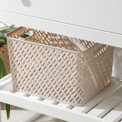 Корзина для хранения «Плетёнка», 35×29×22.5 см, бежевая