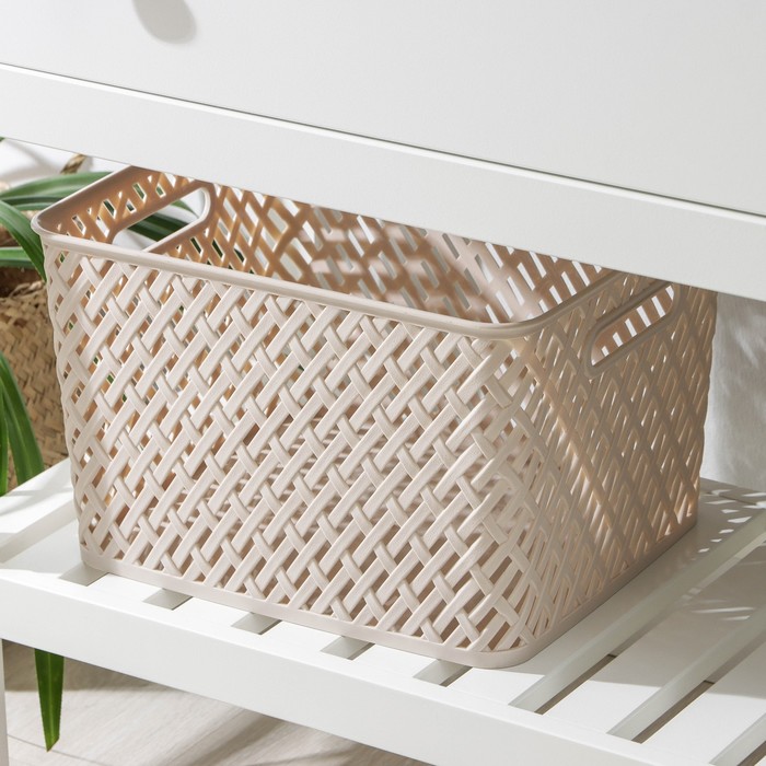 Корзина для хранения «Плетёнка», 35×29×22.5 см, бежевая - Фото 1