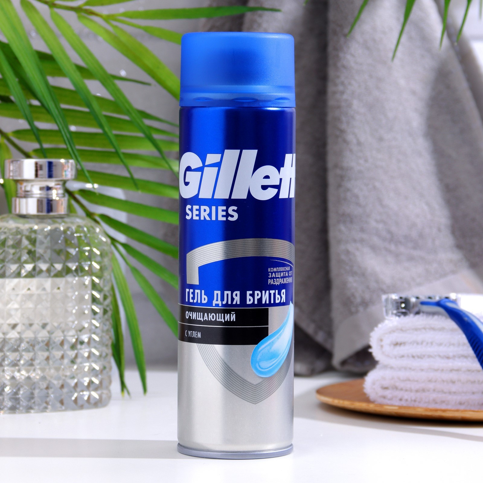 Гель для бритья Gillette Series 3x Sensitiv очищающий с углем, 200 мл ...
