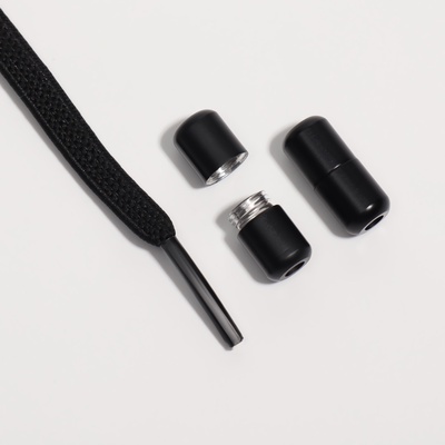 Шнурки для обуви, пара, плоские, с фиксатором, эластичные, 6 мм, 100 см, чёрные