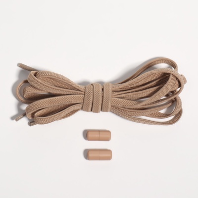 Шнурки для обуви, пара, плоские, с фиксатором, эластичные, 6 мм, 100 см, бежевые