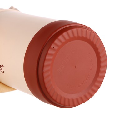 Термос для еды, 1.2 л, 27×15 см, 3 контейнера, складная ложка, нержавеющая сталь, бежевый, красный