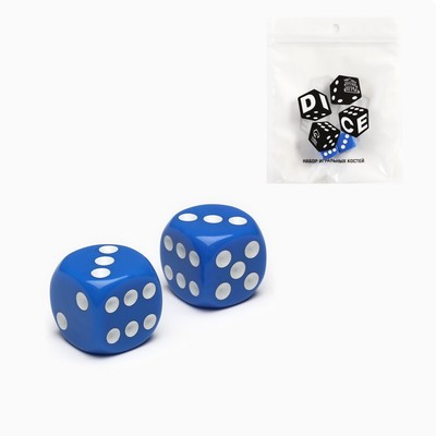 Кубики игральные "Время игры", 1.6 х 1.6 см, набор 2 шт, синие - Фото 1