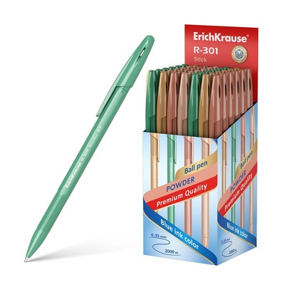 Ручка шариковая ErichKrause R-301 Powder Stick, узел 0.7 мм, цвет чернил синий, корпус пастель МИКС