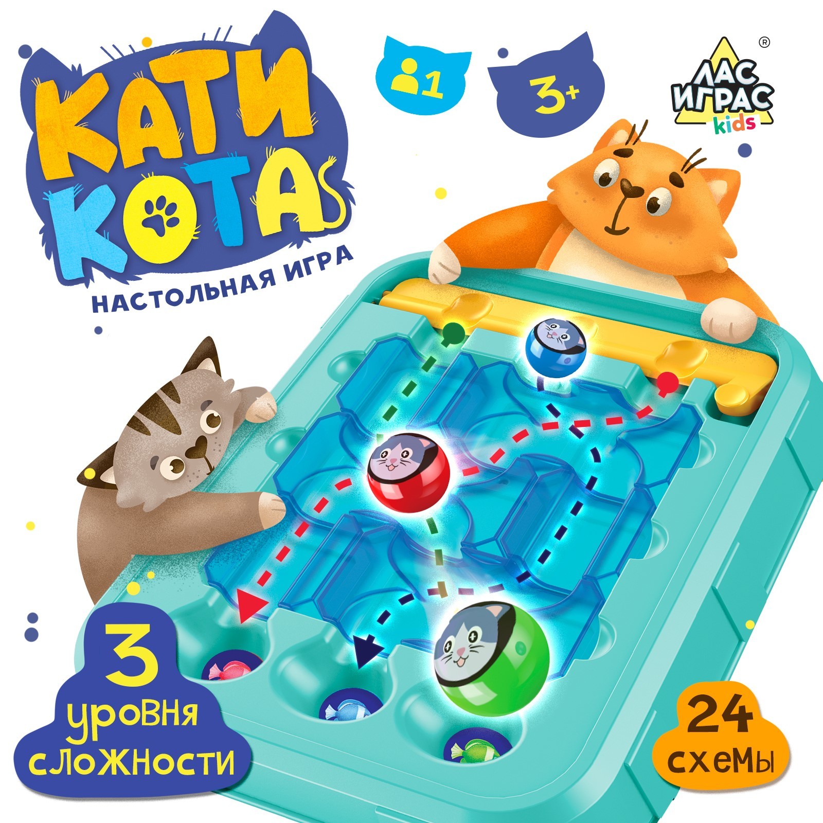 Настольная игра «Кати кота», 1 игрок, 3+ (9337013) - Купить по цене от  429.00 руб. | Интернет магазин SIMA-LAND.RU