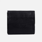 Сумка деловая на молнии, 2 наружных кармана, длинный ремень, цвет чёрный - фото 10366019