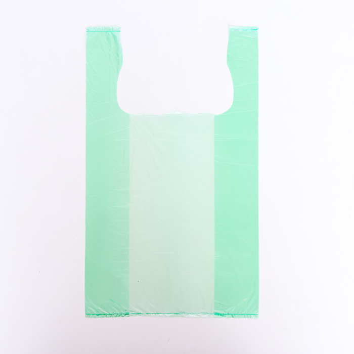 Пакет майка, полиэтиленовый, зеленый 24 х 42 см, 8 мкм - Фото 1
