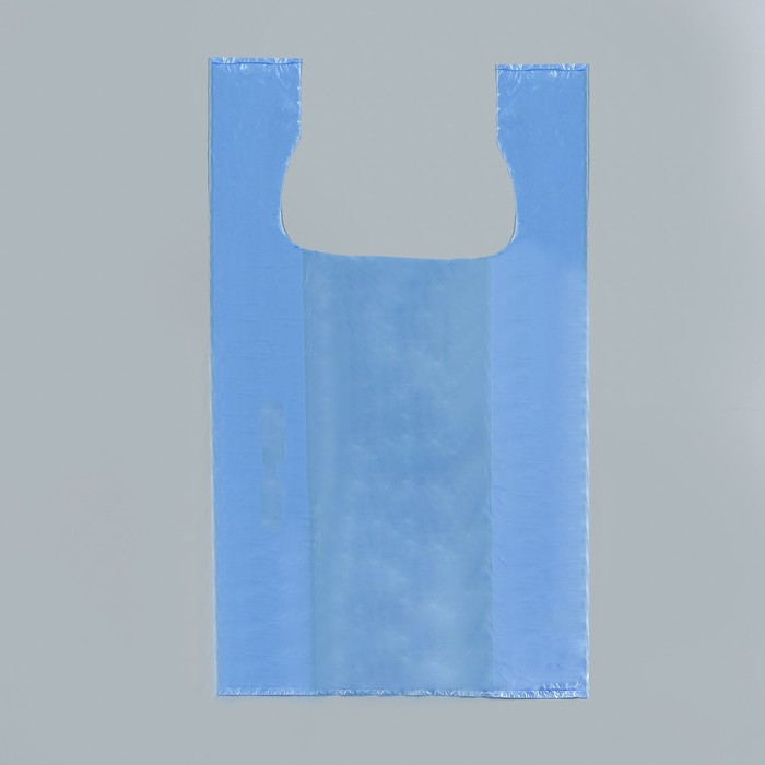 Пакет майка, полиэтиленовый, синий 24 х 42 см, 8 мкм - Фото 1