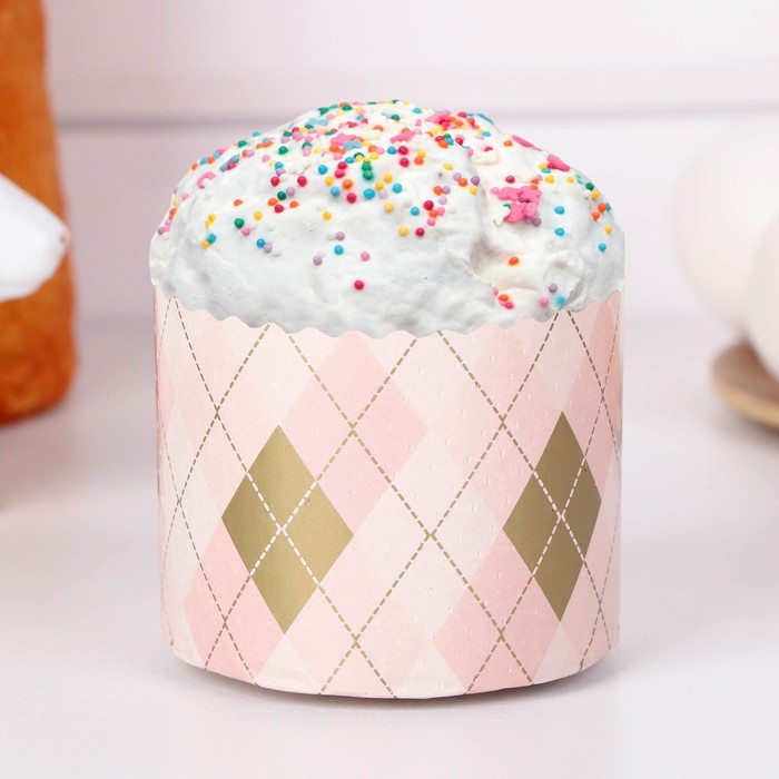 Форма для выпечки кулича бумажная Деко-про Деко-про «Ромбики», одноразовая, 7×6 см, МИКС - Фото 1