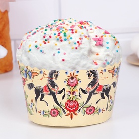 Форма бумажная для кулича Деко-про «Городец», 11?8.5 см, молочный (комплект 1900 шт)