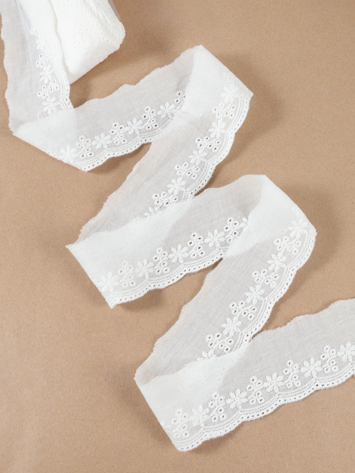 Кружево шитьё, 45 мм, 13.7±1 м, белое - Фото 1