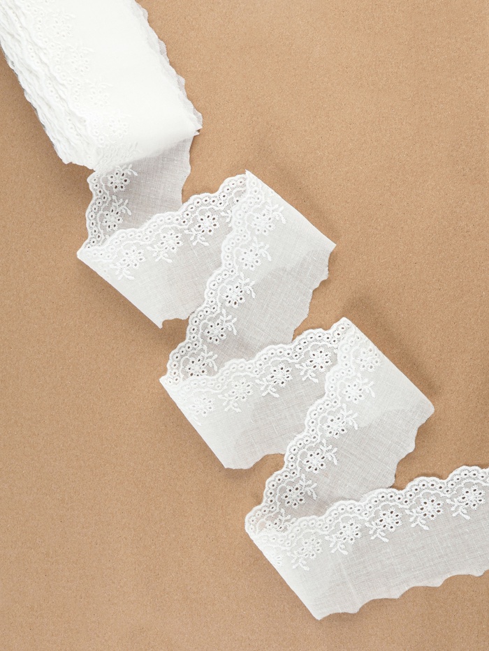 Кружево шитьё, 65 мм, 13.7±1 м, белое - Фото 1