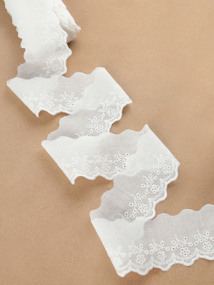 Кружево шитьё, 55 мм, 13±1 м, белое - Фото 1