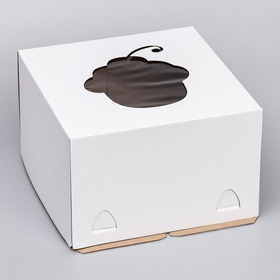 Коробка под торт с окном, "Пироженка", с усиленным дном, белая, 30 х 30 х 19 см