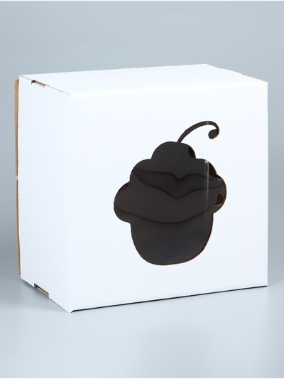 Коробка под торт с окном, «Пироженка», с усиленным дном, белая, 30×30×19 см