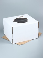 Коробка под торт с окном, «Пироженка», с усиленным дном, белая, 30×30×19 см  (артикул 9554317)  большой выбор товаров оптом и в розницу по низким ценам с доставкой