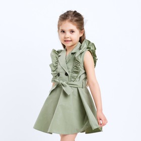 Платье детское двубортное KAFTAN, размер 32 (110-116 см), цвет оливковый