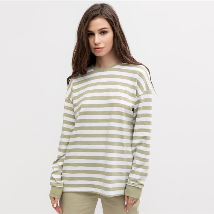 Свитшот женский, цвет белый/оливковый, размер 46 - Фото 1