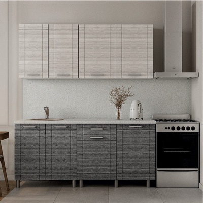 Кухонный гарнитур прямой «Бомбей», 1800×600 мм, цвет белый/сандал белый/сандал серый/антарес