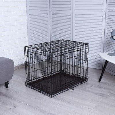 Клетка для собак №3 с металлическим поддоном, складная, 76×56×60 см