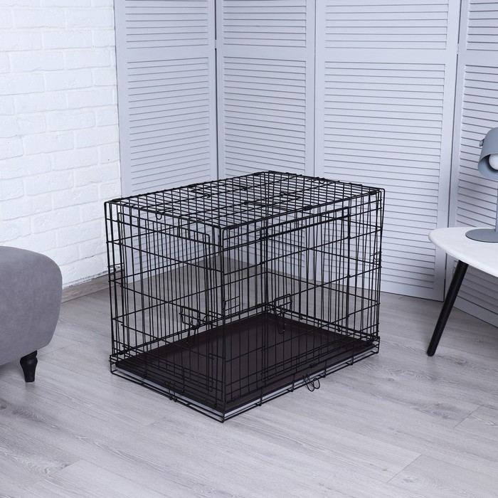 Клетка для собак №3 с металлическим поддоном, складная, 76×56×60 см - Фото 1
