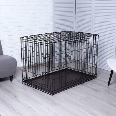 Клетка для собак №5 с металлическим поддоном, складная, 111×74×80 см