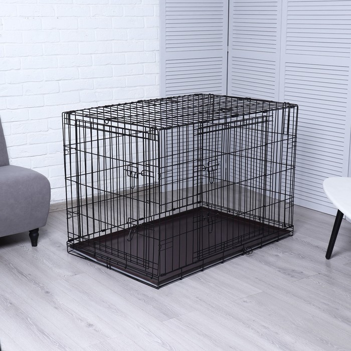 Клетка для собак №5 с металлическим поддоном, складная, 111×74×80 см - Фото 1