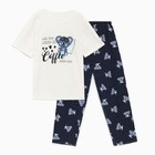 Комплект женский домашний (футболка/брюки), цвет белый/синий, размер 58 - фото 10368479