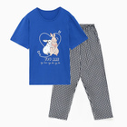 Комплект женский домашний (футболка/брюки), цвет индиго, размер 58 - фото 10368504