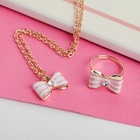 Набор детских украшений Выбражулька «Бантик», 2 предмета: кулон, кольцо, розовый - Фото 6