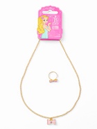 Набор детских украшений Выбражулька «Бантик», 2 предмета: кулон, кольцо, розовый - Фото 3