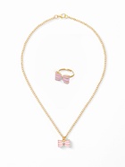 Набор детских украшений Выбражулька «Бантик», 2 предмета: кулон, кольцо, розовый - Фото 1