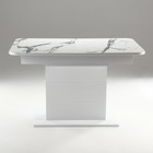 Стол кухонный на одной ножке раздвижной Шамбор, 124(154)х75х76, Белый гл/Белый мрамор пластик 953893 - Фото 3