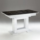 Стол обеденный на одной ножке раздвижной Триумф, 124(154)х75х76, Белый гл/Мрамор пластик - фото 2314204
