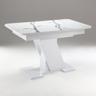Стол кухонный на одной ножке раздвижной Олимп, 124(154)х75х76, Белый гл/Белый мрамор пластик - фото 2120466