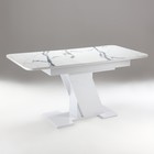 Стол кухонный на одной ножке раздвижной Олимп, 124(154)х75х76, Белый гл/Белый мрамор пластик - Фото 2