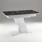 Стол обеденный на одной ножке раздвижной Олимп, 124(154)х75х76, Белый гл/Мрамор пластик - фото 2120470