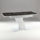 Стол обеденный на одной ножке раздвижной Олимп, 124(154)х75х76, Белый гл/Мрамор пластик - Фото 2