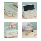 Ланч-бокс в школу TAKE IT EASY, 1 л, с приборами, 20×13×7 см, пшеничная солома, зелёный - Фото 2