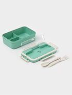 Ланч-бокс в школу TAKE IT EASY, 1 л, с приборами, 20×13×7 см, пшеничная солома, зелёный - фото 122223780