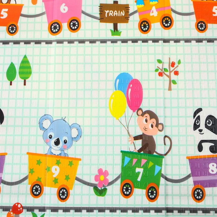 Коврик складной с рисунком «Паровозик. Жирафик», двусторонний, размер 200х180 см 61897