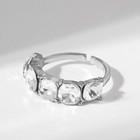 Кольцо «Драгоценность» мягкие квадраты, цвет белый в серебре, безразмерное - фото 8979257