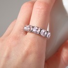 Кольцо «Драгоценность» мягкие квадраты, цвет розовый в серебре, безразмерное - Фото 2