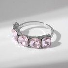 Кольцо «Драгоценность» мягкие квадраты, цвет розовый в серебре, безразмерное - Фото 2