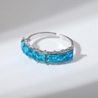 Кольцо «Драгоценность» квадраты, цвет голубой в серебре, безразмерное - фото 8979260